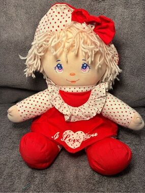 DollyMine Heart-Print Rag Doll in Red Dress
